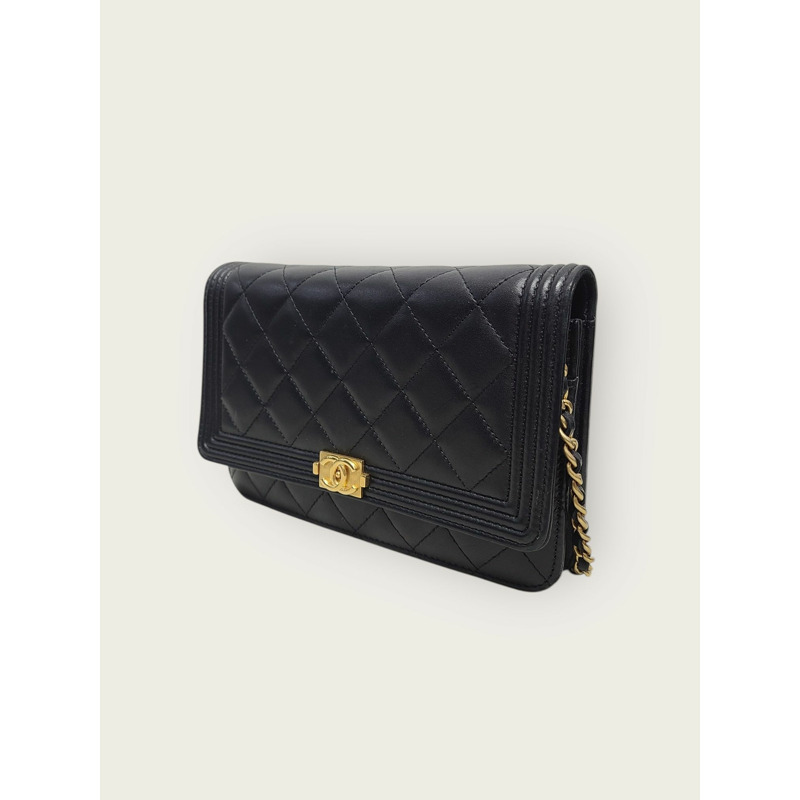 【包稅】CHANEL 黑色羊皮金 Boy WOC 斜背包-1