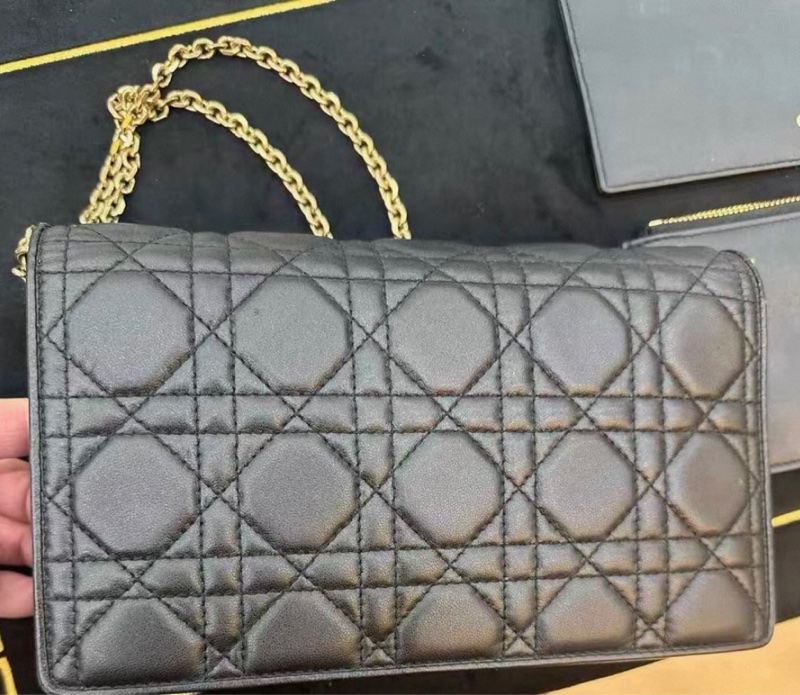 【90%新 ✨ 全網最低價!】Dior 迪奧戴妃 黑金woc 三合一 鏈條包(下單前請私聊確認❤️)-3