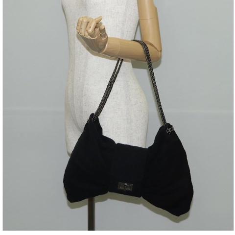 【96%新 ✨ 全網最低價！】中古 Chanel香奈兒2.55緞面蝴蝶結鏈條包 黑色緞面 （下單前先跟我們確認❤️）