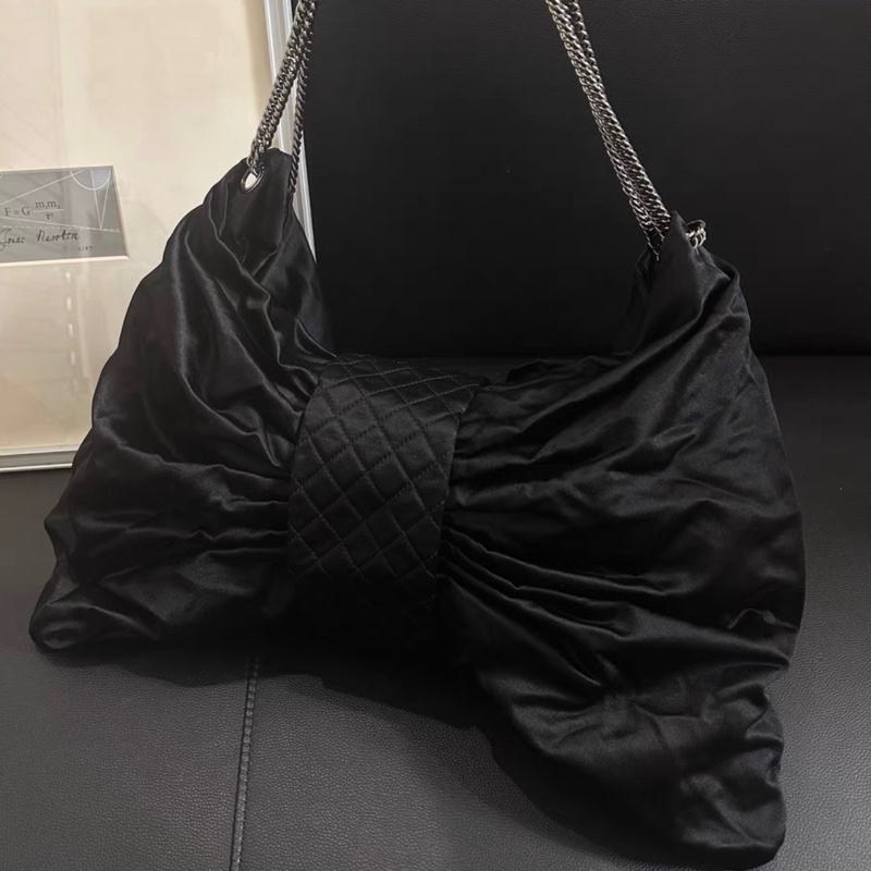 【96%新 ✨ 全網最低價！】中古 Chanel香奈兒2.55緞面蝴蝶結鏈條包 黑色緞面 （下單前先跟我們確認❤️）-2