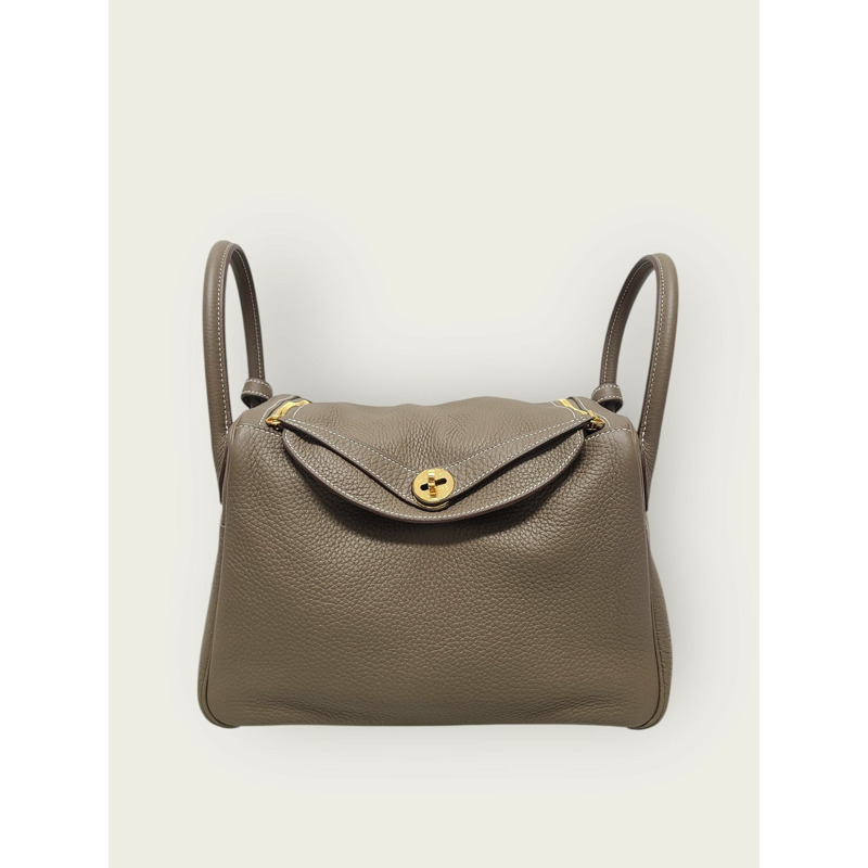 【包稅】HERMES 灰褐色金 Lindy 30 單肩包 U 印章-0