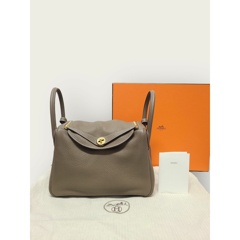 【包稅】HERMES 灰褐色金 Lindy 30 單肩包 U 印章-7