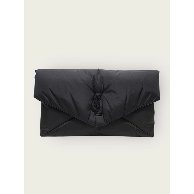 【包稅】SAINT LAURENT 黑色尼龍卡桑德拉信封式收納袋(大號)-0