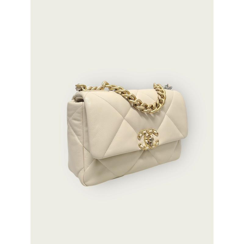 【包稅】CHANEL 米金色 19 翻蓋包 中 30 系列-2