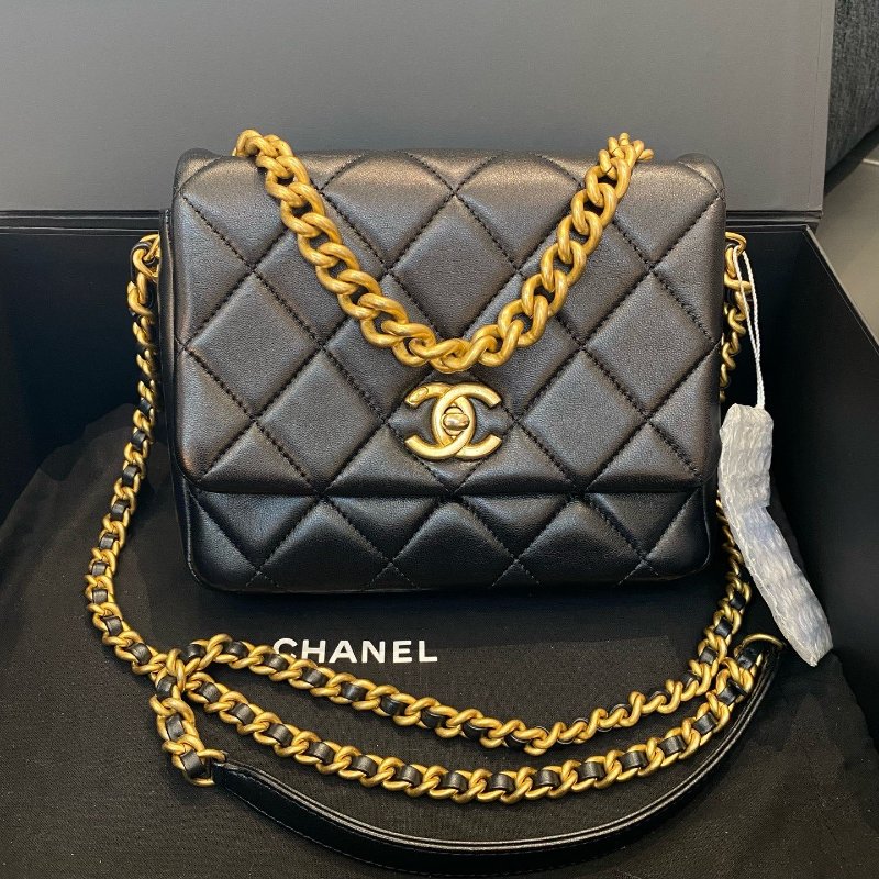芯片款 香奈兒/Chanel 黑金方胖子 鏈條單肩斜挎手提包-0