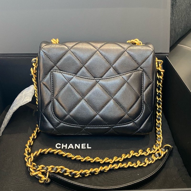 芯片款 香奈兒/Chanel 黑金方胖子 鏈條單肩斜挎手提包-3