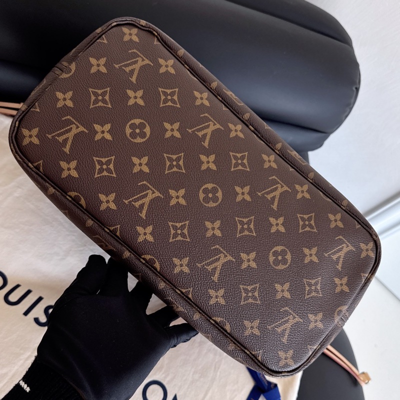 【近新閒置品】Louis Vuitton路易威登 LV neverfull老花nf大號購物袋子母款 晶片款托特包 米色內裡-8