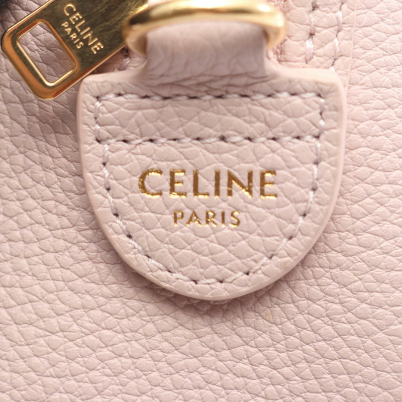 CELINE 小號 Cuir Triomphe 肩背斜背包，淺粉紅皮革，二手-3