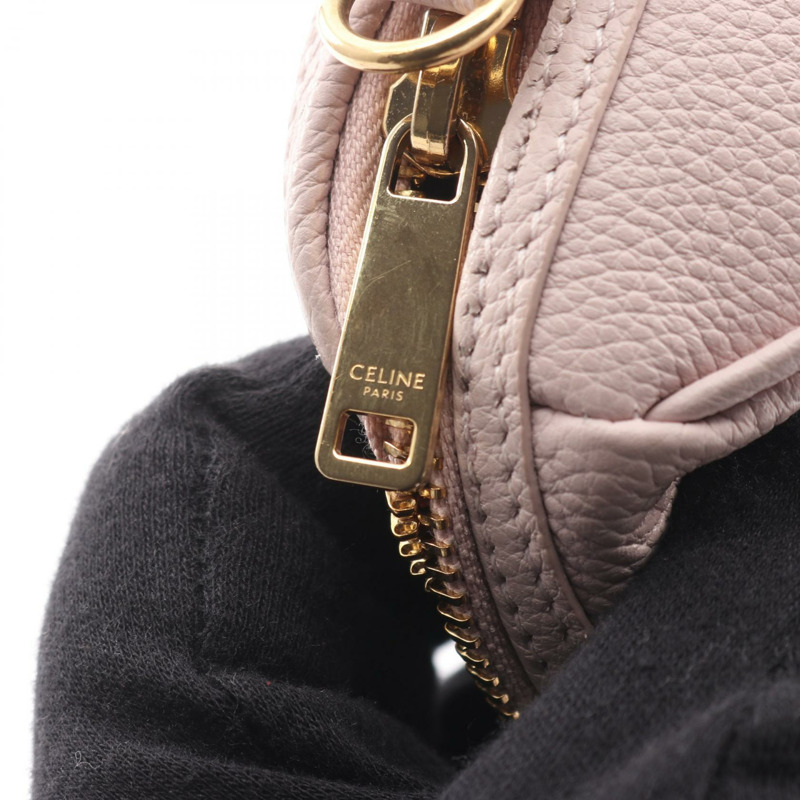 CELINE 小號 Cuir Triomphe 肩背斜背包，淺粉紅皮革，二手-4