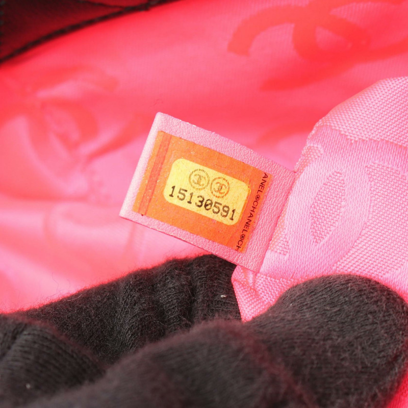 香奈兒 Cambon 系列大肩背手提包,黑色/粉紅色漆皮,二手,帶五金配件-4