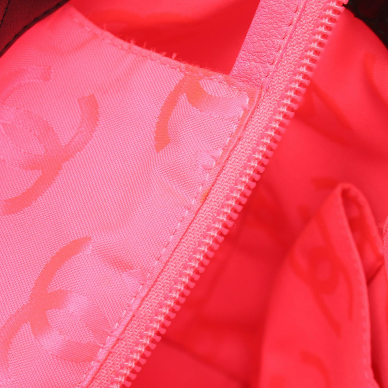 香奈兒 Cambon 系列大肩背手提包,黑色/粉紅色漆皮,二手,帶五金配件-7