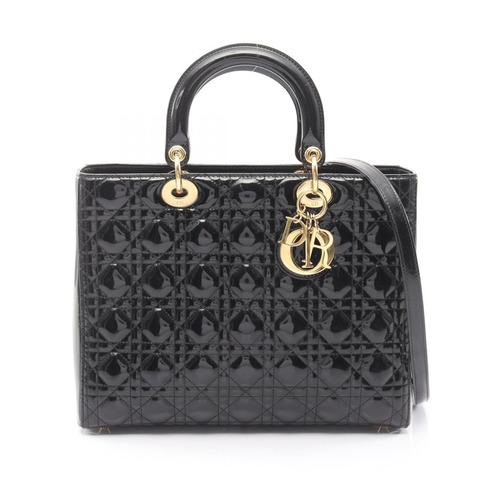 Christian Dior Lady Dior 大 Cannage 單肩手提包 漆皮 BK