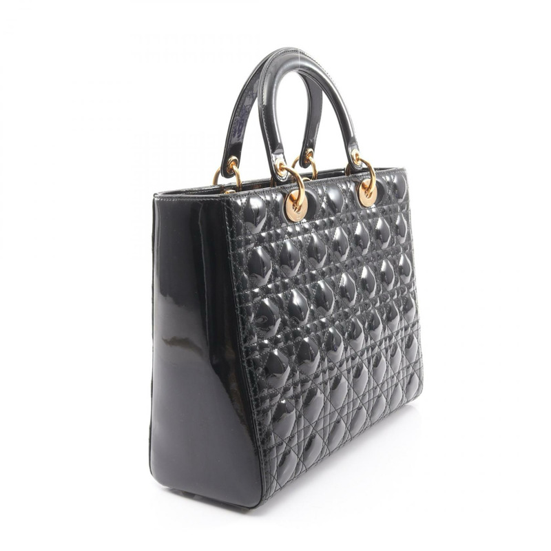 Christian Dior Lady Dior 大 Cannage 單肩手提包 漆皮 BK-1