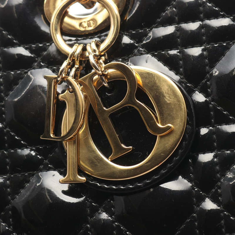 Christian Dior Lady Dior 大 Cannage 單肩手提包 漆皮 BK-4