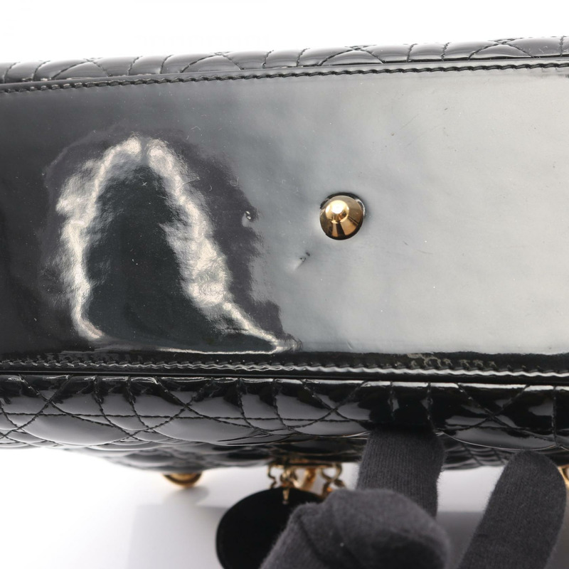 Christian Dior Lady Dior 大 Cannage 單肩手提包 漆皮 BK-8