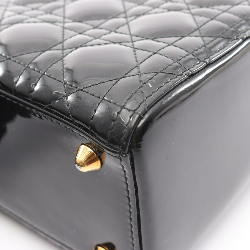 Christian Dior Lady Dior 大 Cannage 單肩手提包 漆皮 BK-10
