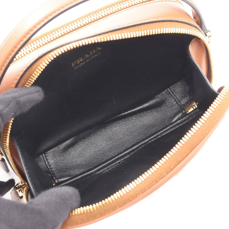 PRADA Odette 肩挎斜背包 1BH123 棕色皮革 二手 女士-2