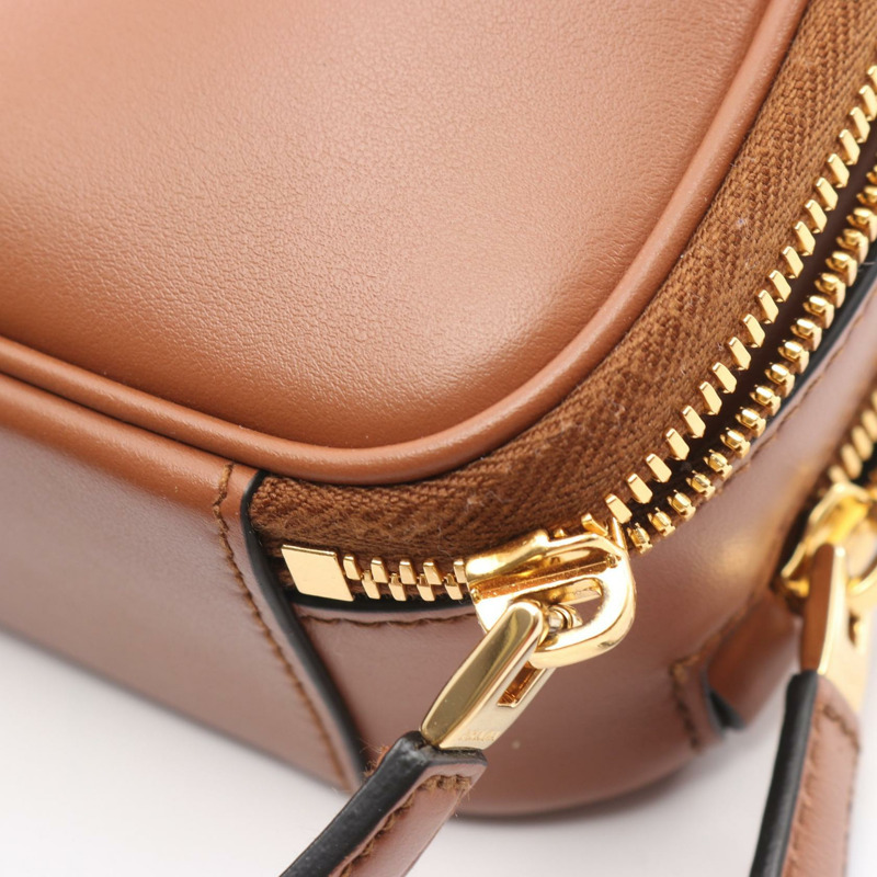 PRADA Odette 肩挎斜背包 1BH123 棕色皮革 二手 女士-7