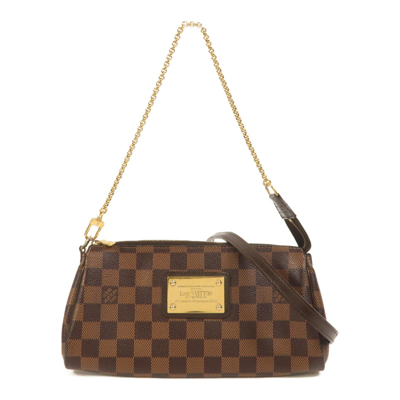 LOUIS VUITTON Damier Eva金扣手挽肩背兩用袋棕色-0