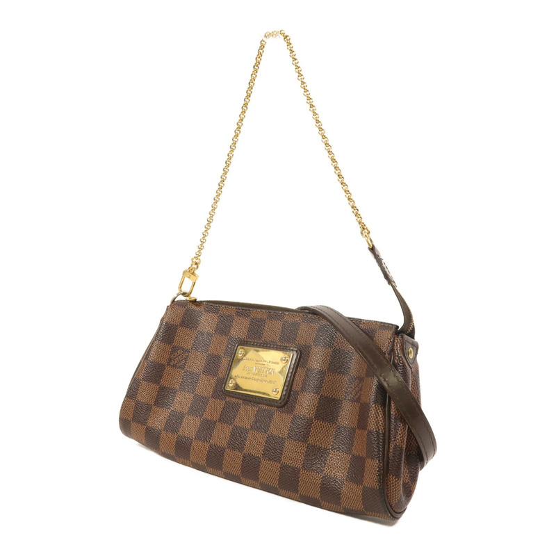 LOUIS VUITTON Damier Eva金扣手挽肩背兩用袋棕色-2