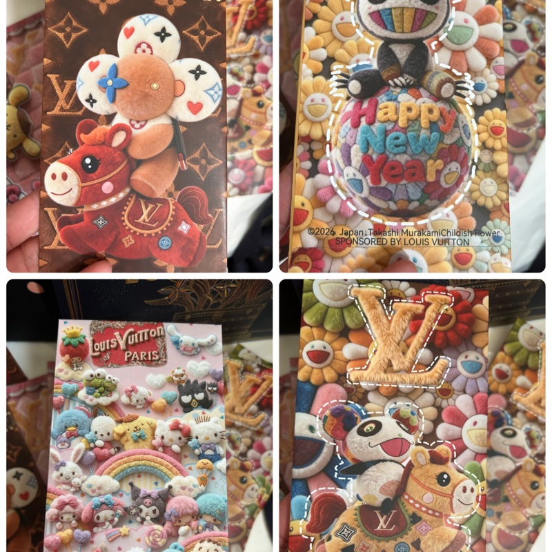 LV26(LV+村上隆+kitty系列)限量紅包袋👩🏻🦰LV巴黎活動展會稀有限定款!立體浮雕設計⋯,必收藏😍-3