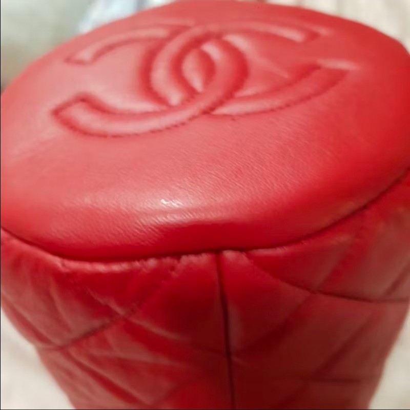 Chanel 紅色圓筒包斜背包-11
