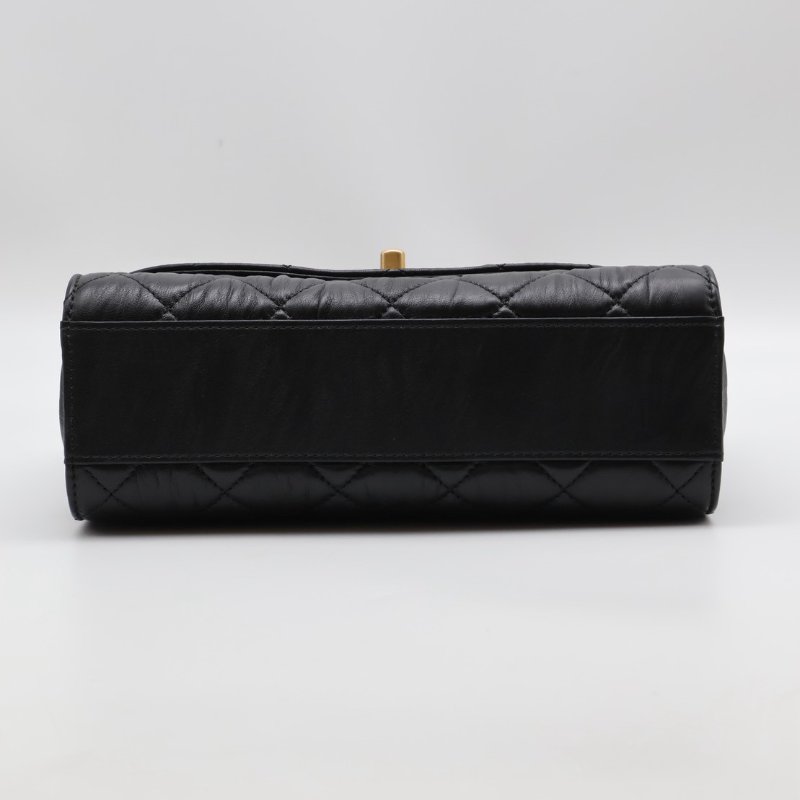 CHANEL 褶皺小羊皮手提斜背包 - 黑金31開-7