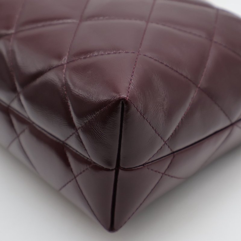 CHANEL 24B麻花手柄斜背包 - 酒紅金-7