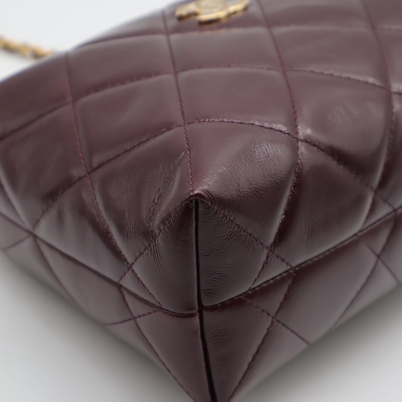 CHANEL 24B麻花手柄斜背包 - 酒紅金-8