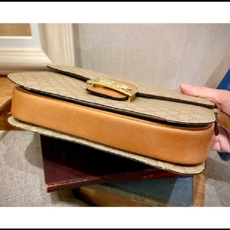 Celine 滿版老花馬車金釦斜背包 轉售那時飾購入包包凱旋門馬車金釦Vintage復古中古古董包二手-12