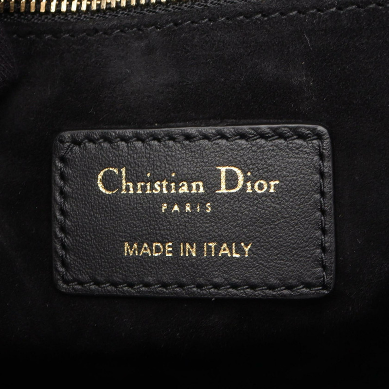 Dior BOOK TOTE 中 Micro Cannage 單肩手提包 黑色皮革 二手 女士-3