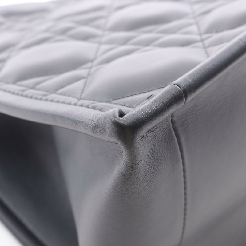 Dior BOOK TOTE 中 Micro Cannage 單肩手提包 黑色皮革 二手 女士-5