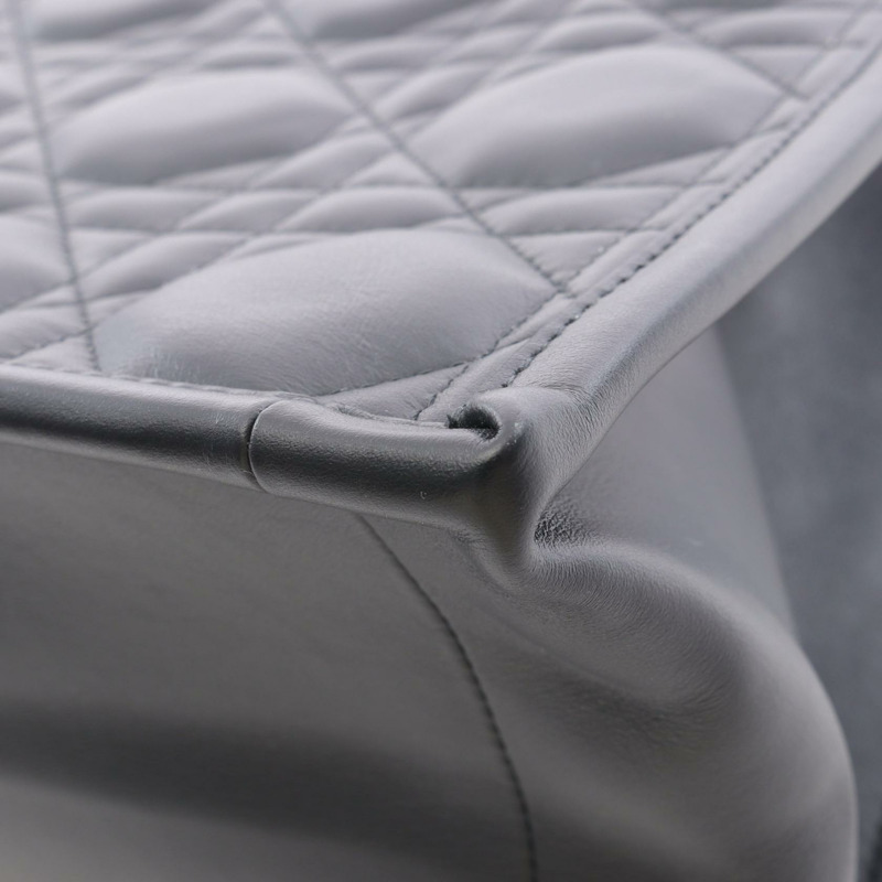 Dior BOOK TOTE 中 Micro Cannage 單肩手提包 黑色皮革 二手 女士-6