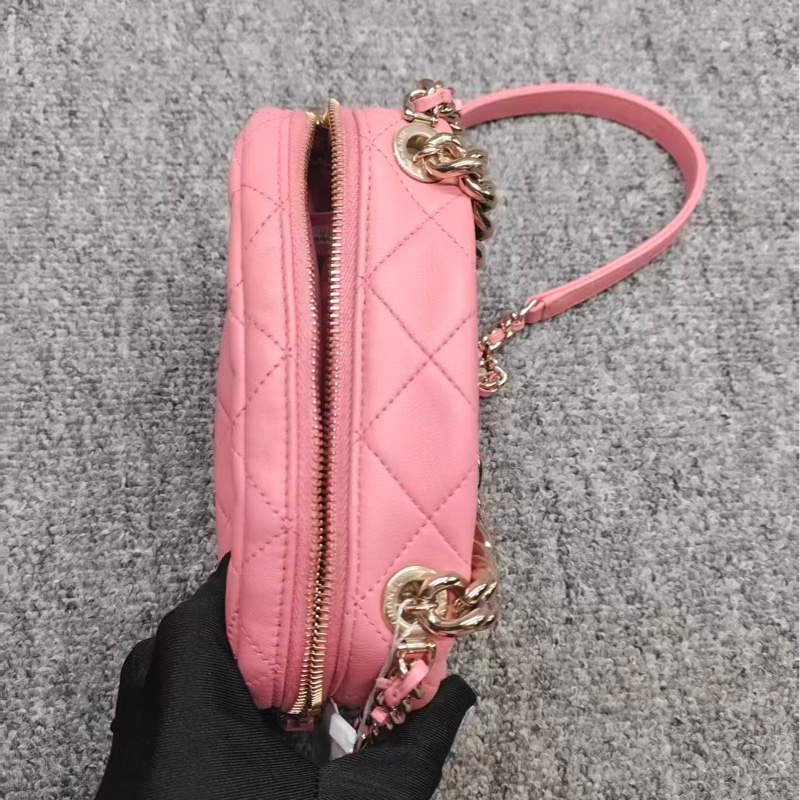 Chanel香奈兒粉色大雙C相機包 camera bag-11