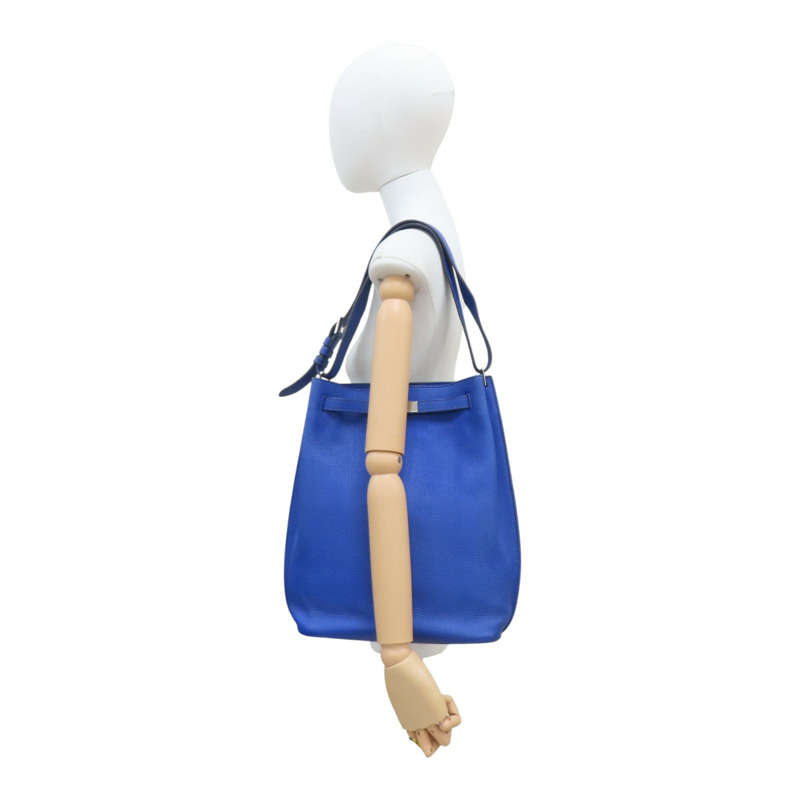 藍色 TOGO牛皮 SO KELLY 肩背包 口O刻 銀扣【HERMES 愛馬仕】-12