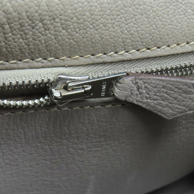 粉色/大象灰 Chevre 山羊皮 Kelly 28 凱莉包 两用包 □N刻 銀扣【HERMES 愛馬仕】-11