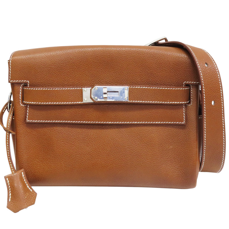棕色 Barenia Faubourg牛皮 Kelly Messenger PM 肩背包 K刻 銀釦【HERMES 愛馬仕】-0