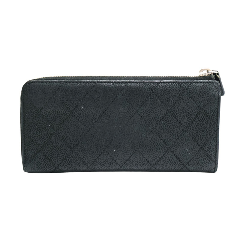 黑色牛皮 拉鍊 長夾 A68778【CHANEL 香奈兒】 A68778-1