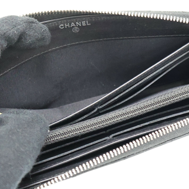 黑色牛皮 拉鍊 長夾 A68778【CHANEL 香奈兒】 A68778-5