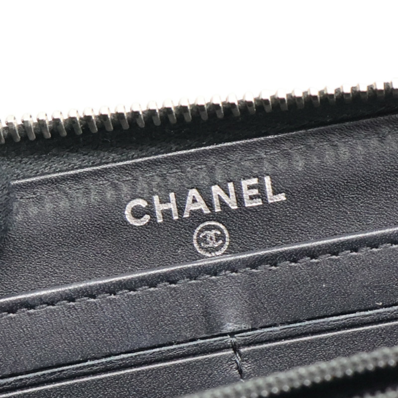 黑色牛皮 拉鍊 長夾 A68778【CHANEL 香奈兒】 A68778-9