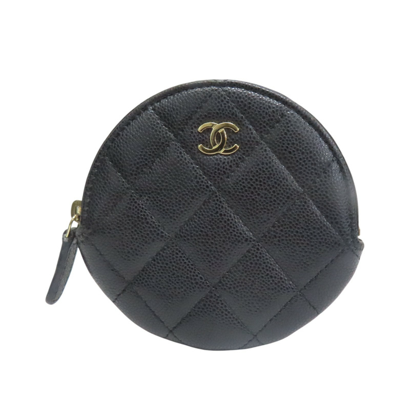 黑色 荔枝紋 牛皮 圓形 零錢包【CHANEL 香奈兒】 AP3594-0