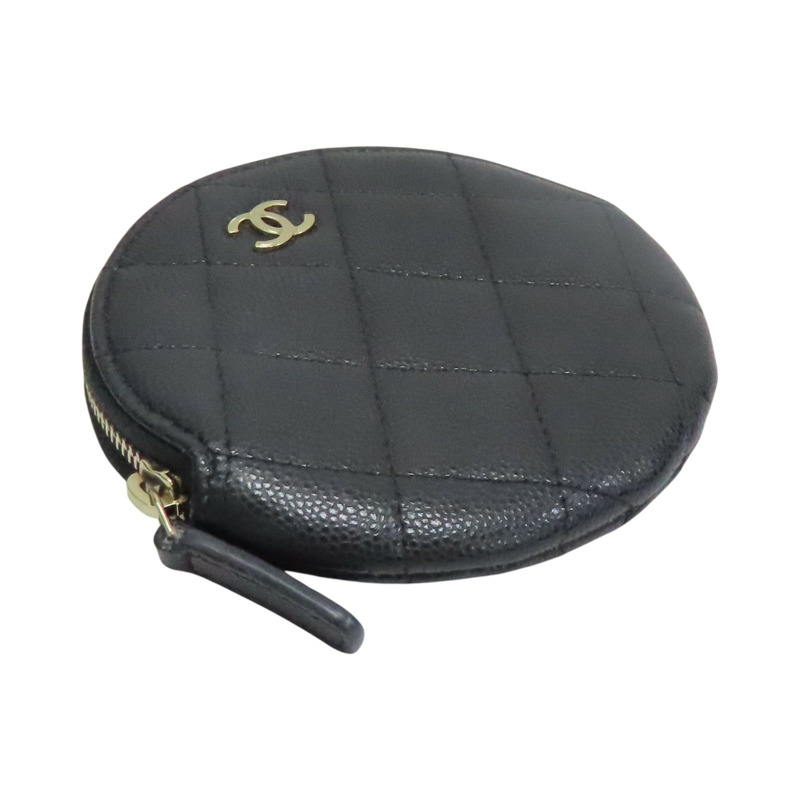 黑色 荔枝紋 牛皮 圓形 零錢包【CHANEL 香奈兒】 AP3594-2