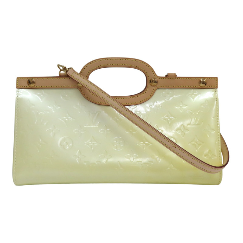 白色 Vernis 漆皮 Roxbury Drive 兩用包(褪色或變色) 【LOUIS VUITTON LV 路易威登】 M91374-0