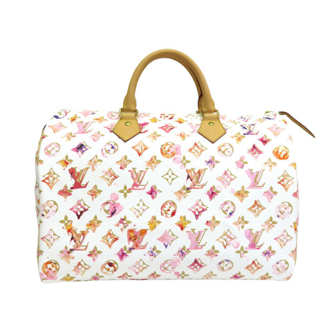 白色 原花 Watercolor Aquarelle 帆布 Speedy 35 波士頓包【LOUIS VUITTON LV 路易威登】 M95752