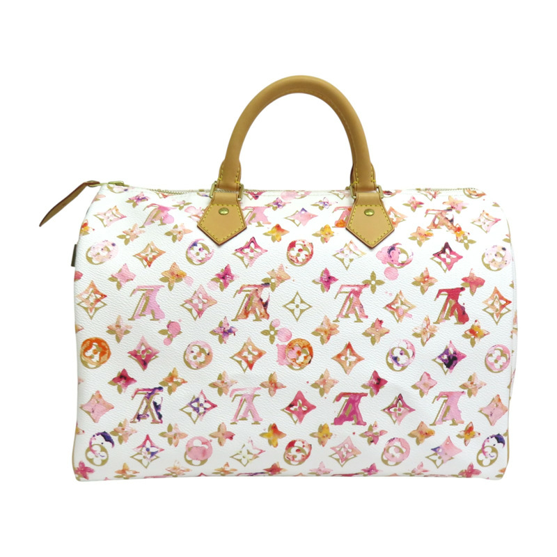 白色 原花 Watercolor Aquarelle 帆布 Speedy 35 波士頓包【LOUIS VUITTON LV 路易威登】 M95752-1