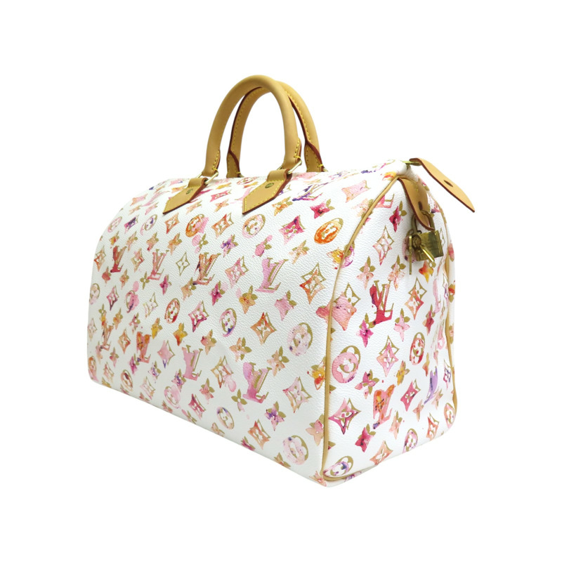 白色 原花 Watercolor Aquarelle 帆布 Speedy 35 波士頓包【LOUIS VUITTON LV 路易威登】 M95752-2