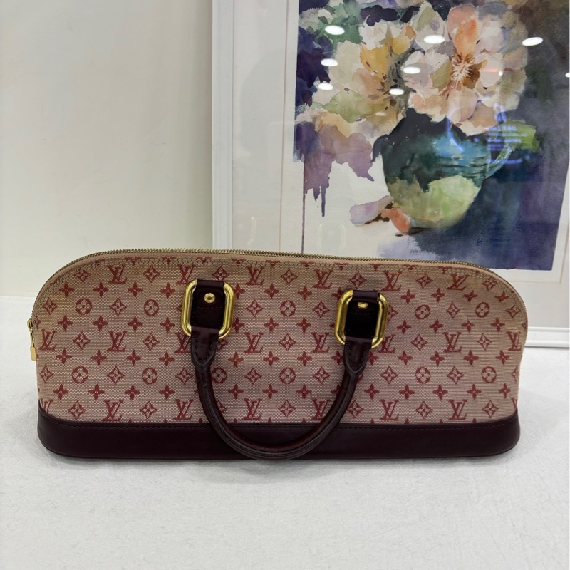 LV中古絕版老花丹寧長貝殼包法國手提包 中古 有放置痕跡-1