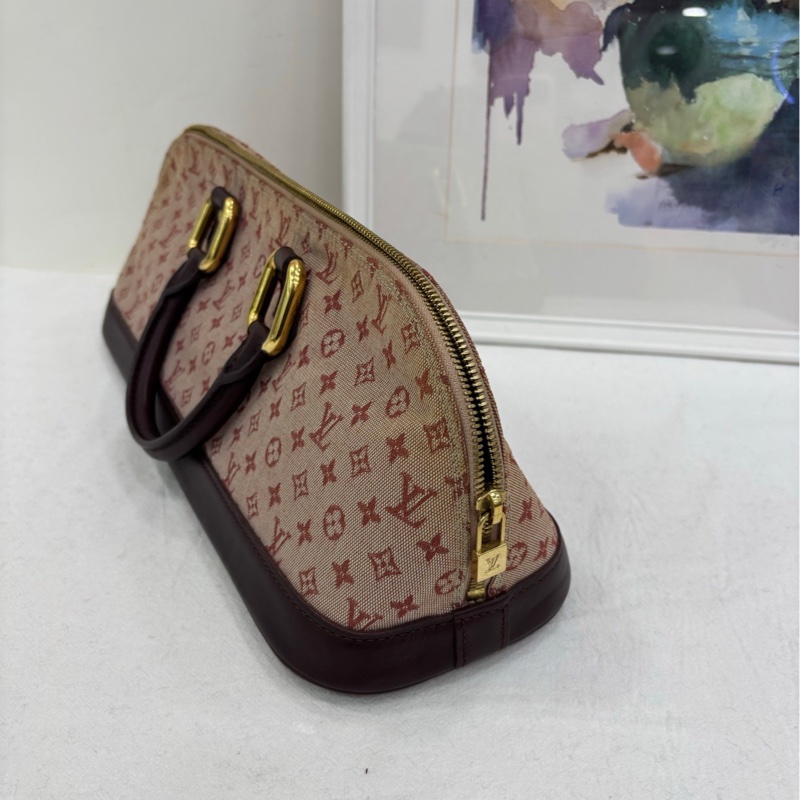 LV中古絕版老花丹寧長貝殼包法國手提包 中古 有放置痕跡-2