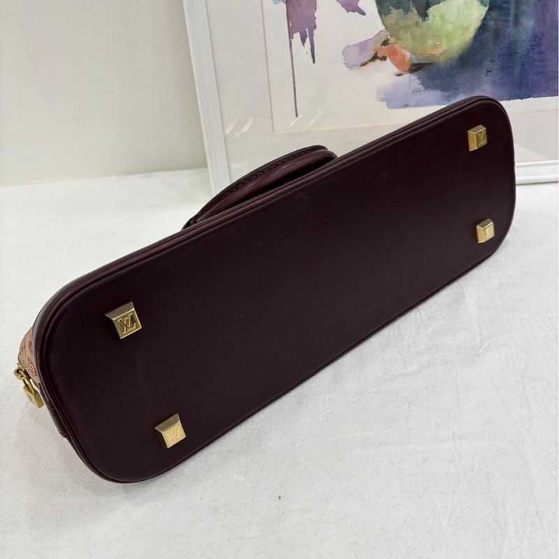 LV中古絕版老花丹寧長貝殼包法國手提包 中古 有放置痕跡-4