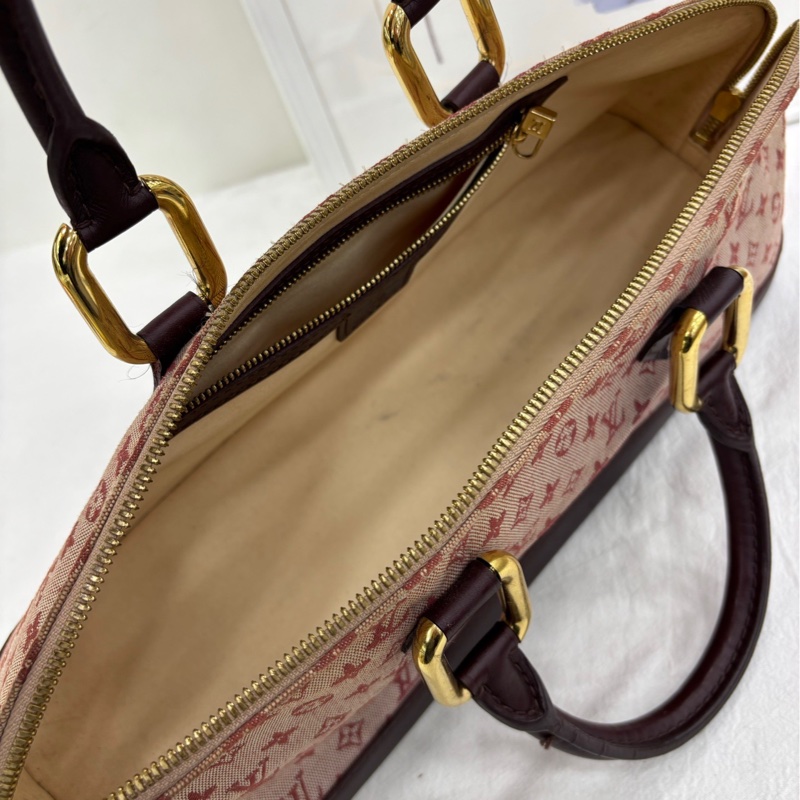 LV中古絕版老花丹寧長貝殼包法國手提包 中古 有放置痕跡-5